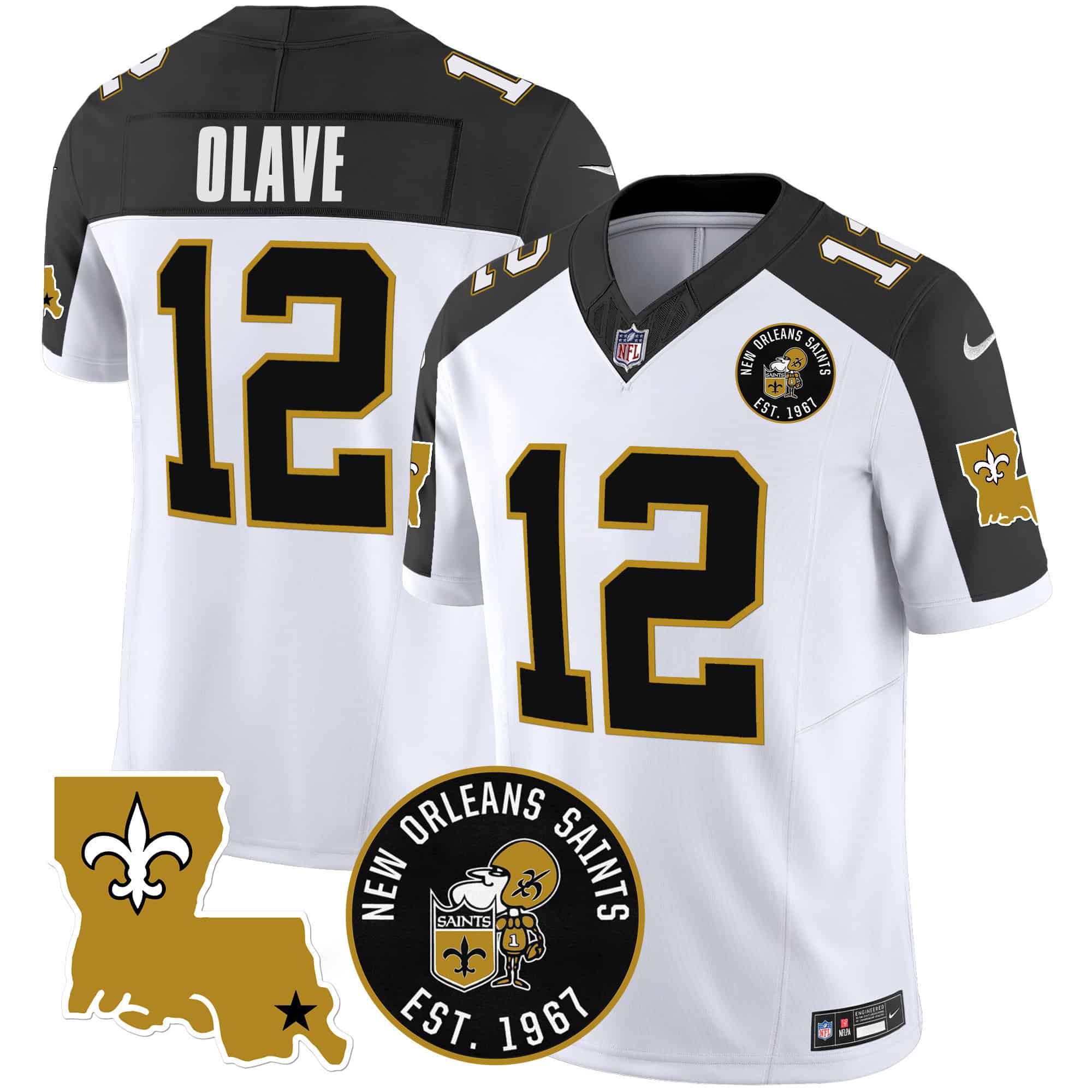 Men New Orleans Saints #12 Olave White 2024 Nike 1967 Patch Vapor Limited NFL Jersey style 1->indianapolis colts->NFL Jersey